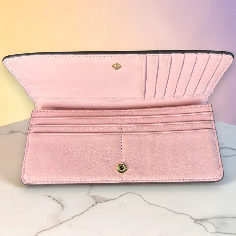 Tory Burch Hicks Garden Party Leather Snap Long Wallet with Tory Burch Dust bag